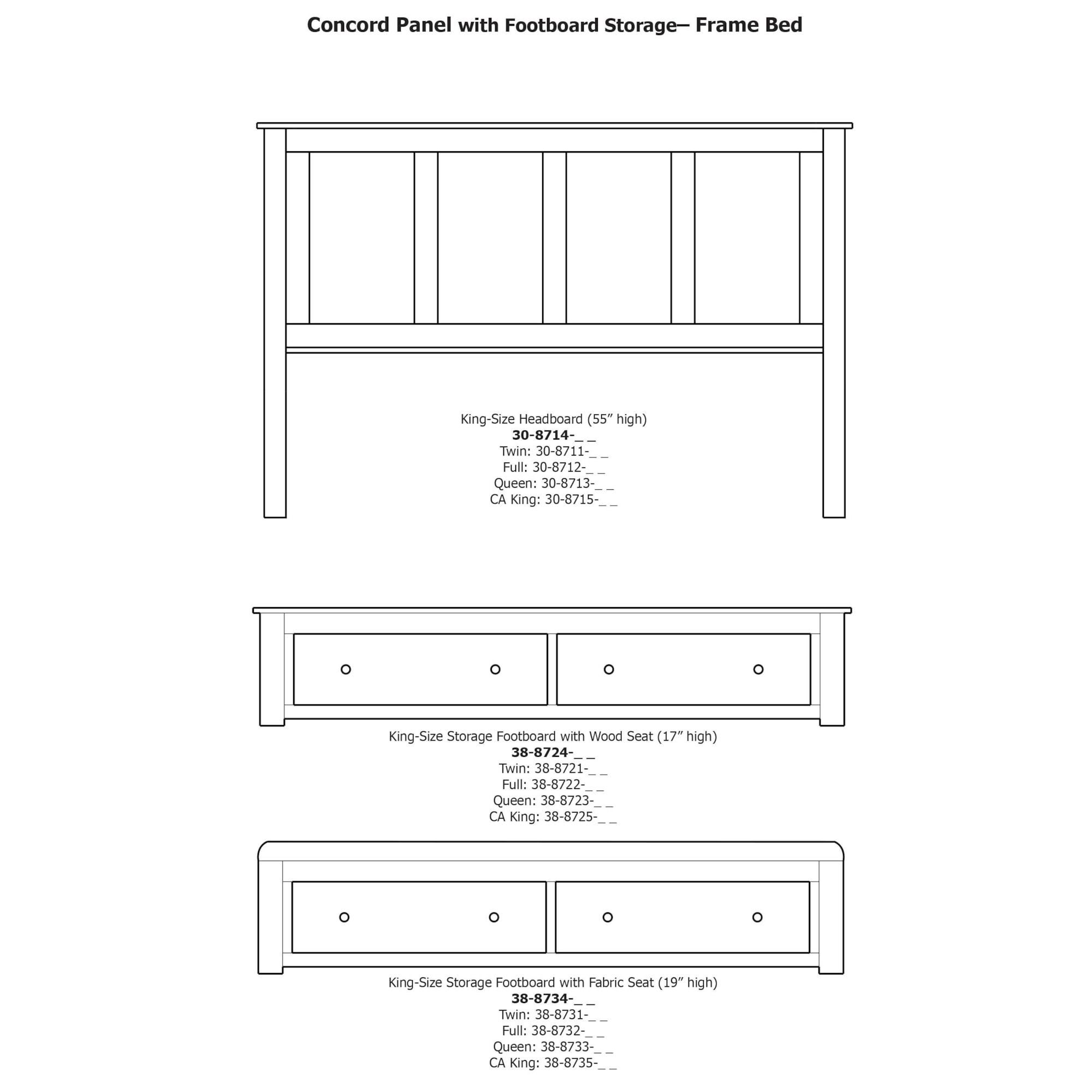Daniel's Amish Concord 308714+8734+8704 Solid Cherry King Bed